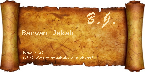 Barvan Jakab névjegykártya